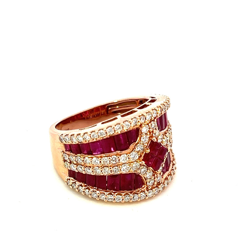 14K Rose Gold Diamond & Ruby ring