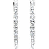 14K White 1 1/3 CTW Natural Diamond Hoop Earrings