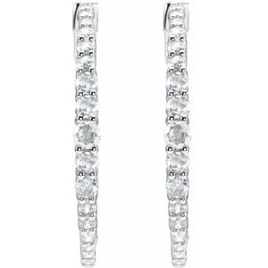14K White 1 1/3 CTW Natural Diamond Hoop Earrings