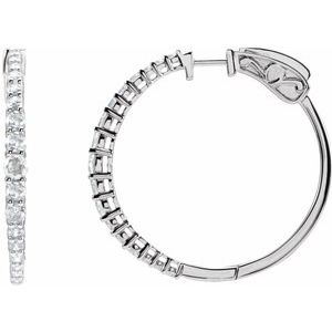 14K White 1 1/3 CTW Natural Diamond Hoop Earrings