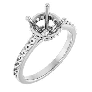 14K White 8.2 mm Round Engagement Ring Mounting