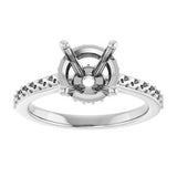 14K White 8.2 mm Round Engagement Ring Mounting