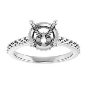 14K White 8.2 mm Round Engagement Ring Mounting