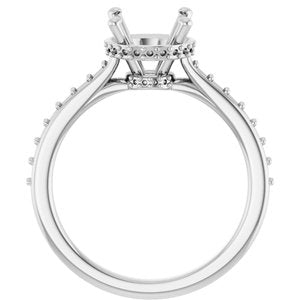 14K White 8.2 mm Round Engagement Ring Mounting