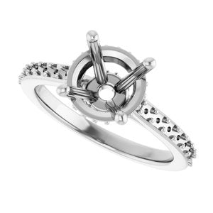 14K White 8.2 mm Round Engagement Ring Mounting