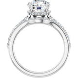 14K White 8.2 mm Round Engagement Ring Mounting