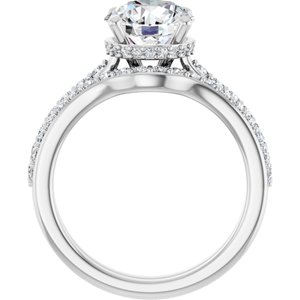 14K White 8.2 mm Round Engagement Ring Mounting