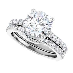 14K White 8.2 mm Round Engagement Ring Mounting