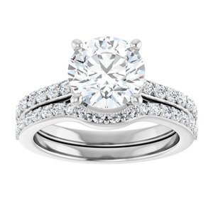 14K White 8.2 mm Round Engagement Ring Mounting