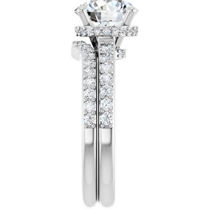 14K White 8.2 mm Round Engagement Ring Mounting