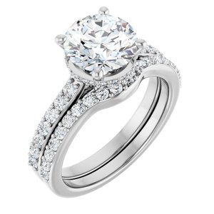 14K White 8.2 mm Round Engagement Ring Mounting