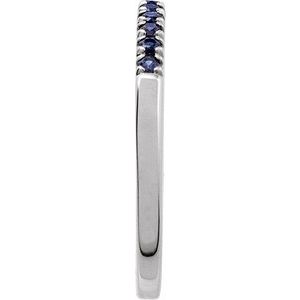 14K White Lab-Grown Blue Sapphire Ring