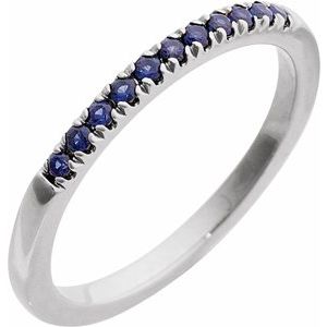 14K White Lab-Grown Blue Sapphire Ring