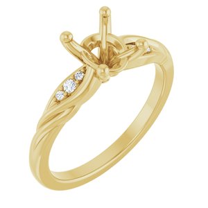 14K Yellow 8 x 6 mm Oval .05 CW Natural Diamond Semi-Set Engagement Ring