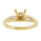14K Yellow 8 x 6 mm Oval .05 CW Natural Diamond Semi-Set Engagement Ring