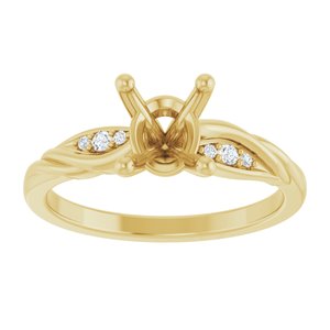 14K Yellow 8 x 6 mm Oval .05 CW Natural Diamond Semi-Set Engagement Ring