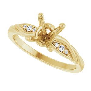 14K Yellow 8 x 6 mm Oval .05 CW Natural Diamond Semi-Set Engagement Ring