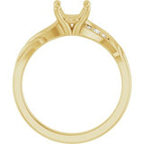 14K Yellow 8 x 6 mm Oval .05 CW Natural Diamond Semi-Set Engagement Ring