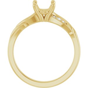 14K Yellow 8 x 6 mm Oval .05 CW Natural Diamond Semi-Set Engagement Ring