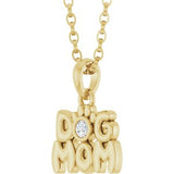 14K Yellow .03 CT Natural Diamond Dog Mom 18" Necklace