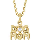 14K Yellow .03 CT Natural Diamond Dog Mom 18" Necklace