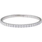 14K White 5 CTW Natural Diamond  Flexible Bangle 7" Bracelet