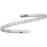 14K White 5 CTW Natural Diamond  Flexible Bangle 7" Bracelet