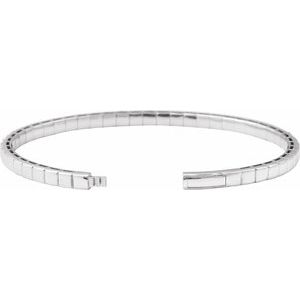 14K White 5 CTW Natural Diamond  Flexible Bangle 7" Bracelet