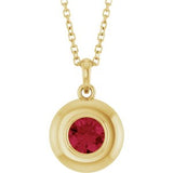 14K Yellow Lab-Grown Ruby Solitaire 16-18" Necklace