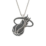 14K White gold Miami Heat Diamond pendant & chain