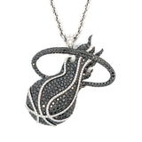 14K White gold Miami Heat Diamond pendant & chain