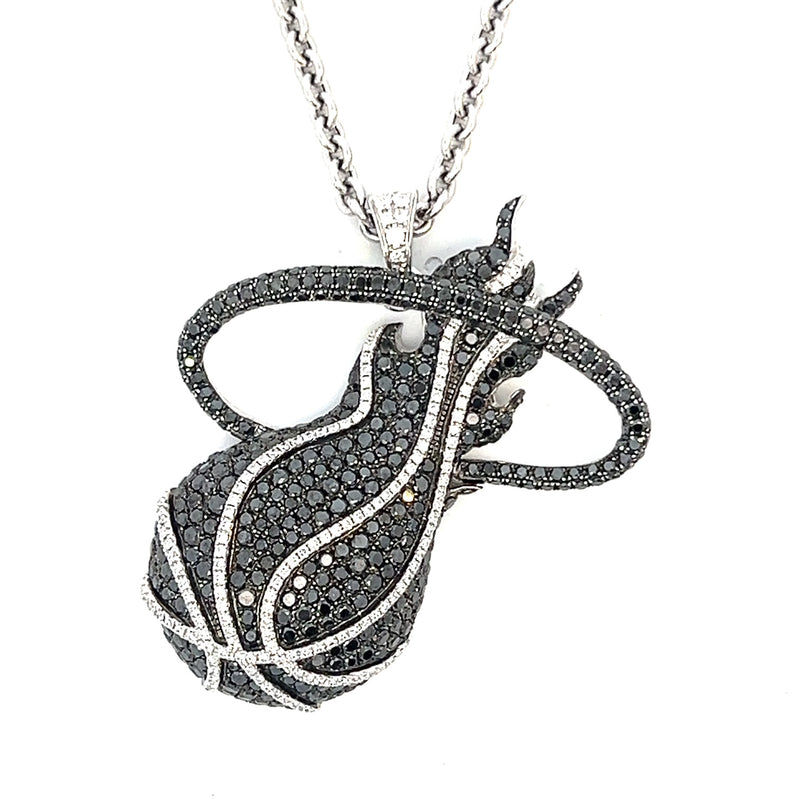 14K White gold Miami Heat Diamond pendant & chain