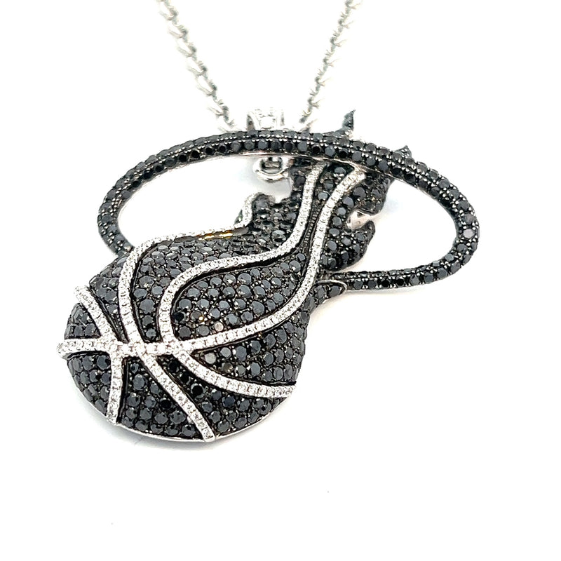 14K White gold Miami Heat Diamond pendant & chain