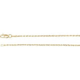 14K Yellow 1.3 mm Diamond-Cut Rope Rope 7" Chain