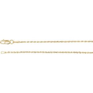 14K Yellow 1.3 mm Diamond-Cut Rope Rope 7" Chain