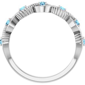 14K White Natural Aquamarine Stackable Ring