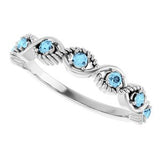 14K White Natural Aquamarine Stackable Ring