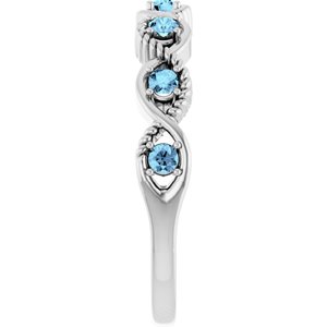 14K White Natural Aquamarine Stackable Ring
