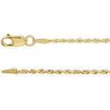 14K Yellow 1.3 mm Diamond-Cut Rope Rope 7" Chain
