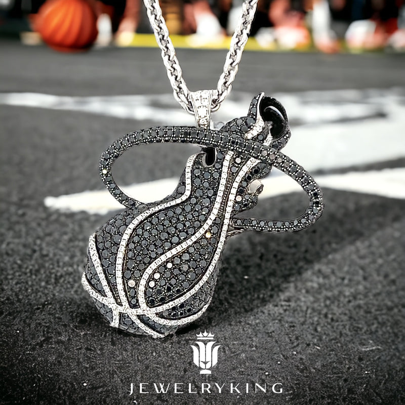 14K White gold Miami Heat Diamond pendant & chain
