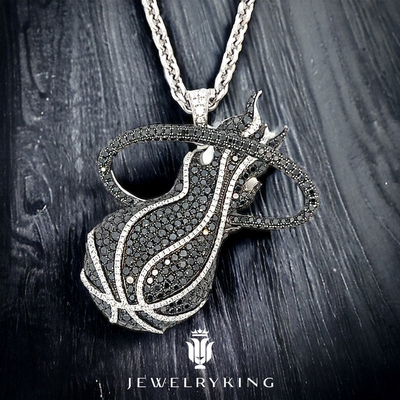 14K White gold Miami Heat Diamond pendant & chain