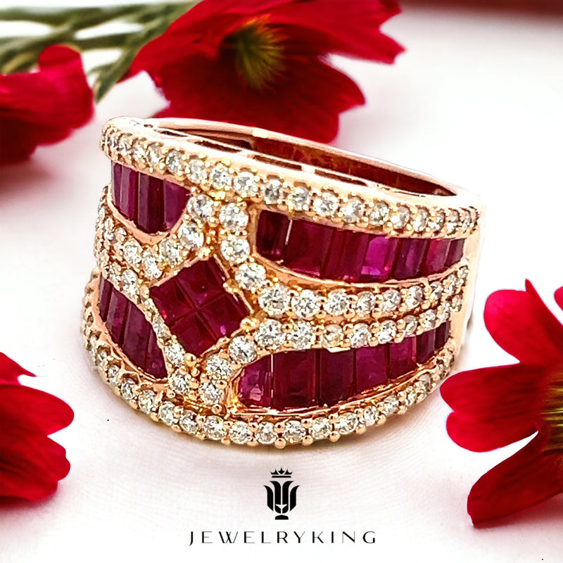 14K Rose Gold Diamond & Ruby ring