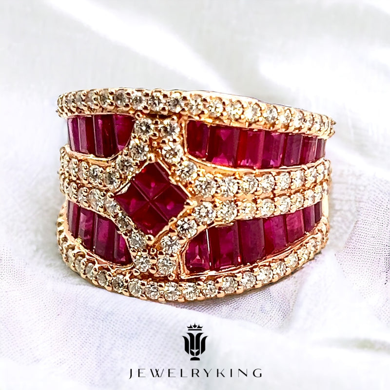 14K Rose Gold Diamond & Ruby ring