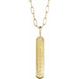 14K Yellow .0075 CTW Natural Diamond Engravable Bar 18" Necklace Mounting
