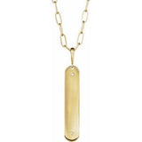 14K Yellow .0075 CTW Natural Diamond Engravable Bar 18" Necklace Mounting