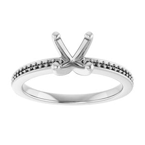 14K White 6.5 mm Round Engagement Ring Mounting