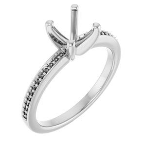 14K White 6.5 mm Round Engagement Ring Mounting