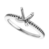 14K White 6.5 mm Round Engagement Ring Mounting