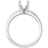 14K White 6.5 mm Round Engagement Ring Mounting