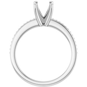 14K White 6.5 mm Round Engagement Ring Mounting